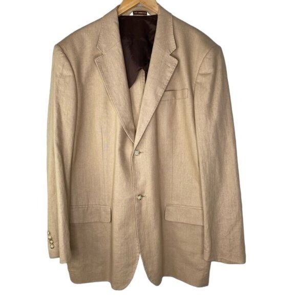 Perry Ellis Other - Perry Ellis mens blazer Tan Linen Cotton size 46 Regular 2-button